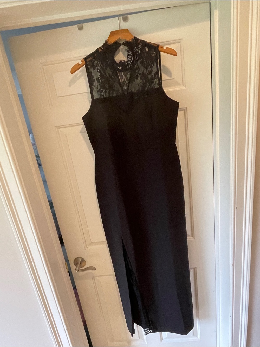 White House Black Market Black Lace Yoke Maxi Dress